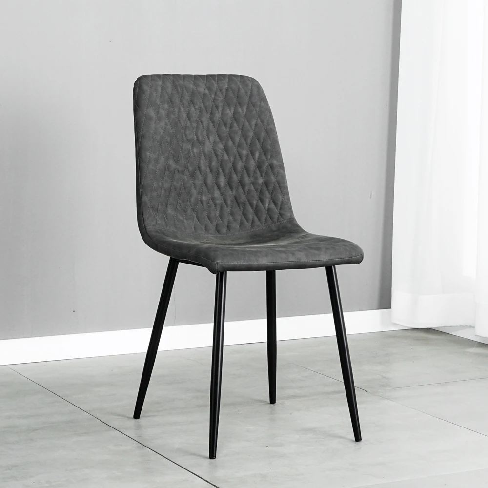 Popular dining room furniture modern fabric PU leather dining chairs with metal legs