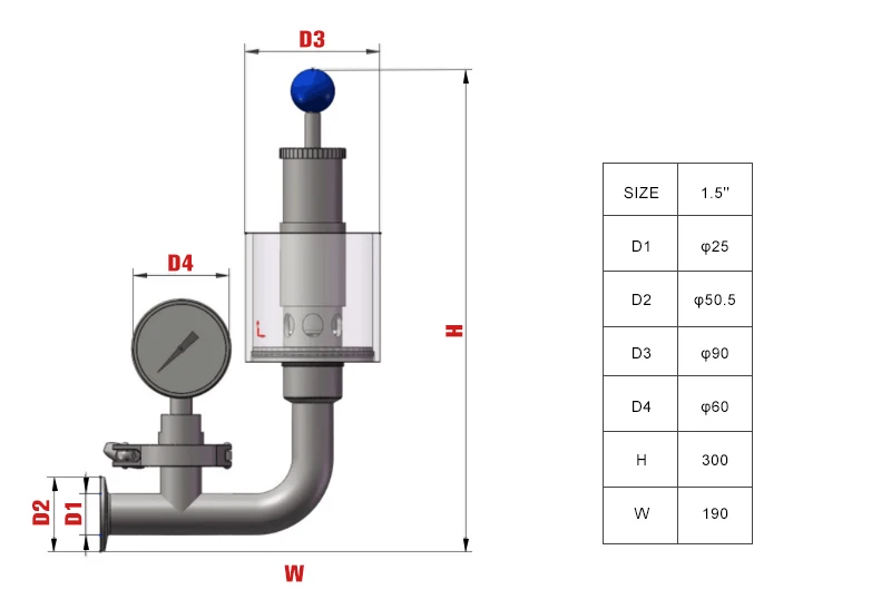 Factory Direct Sale Tri-clamp Pressure Gauge Sanitary Adjustable Pressure Bunging Valves