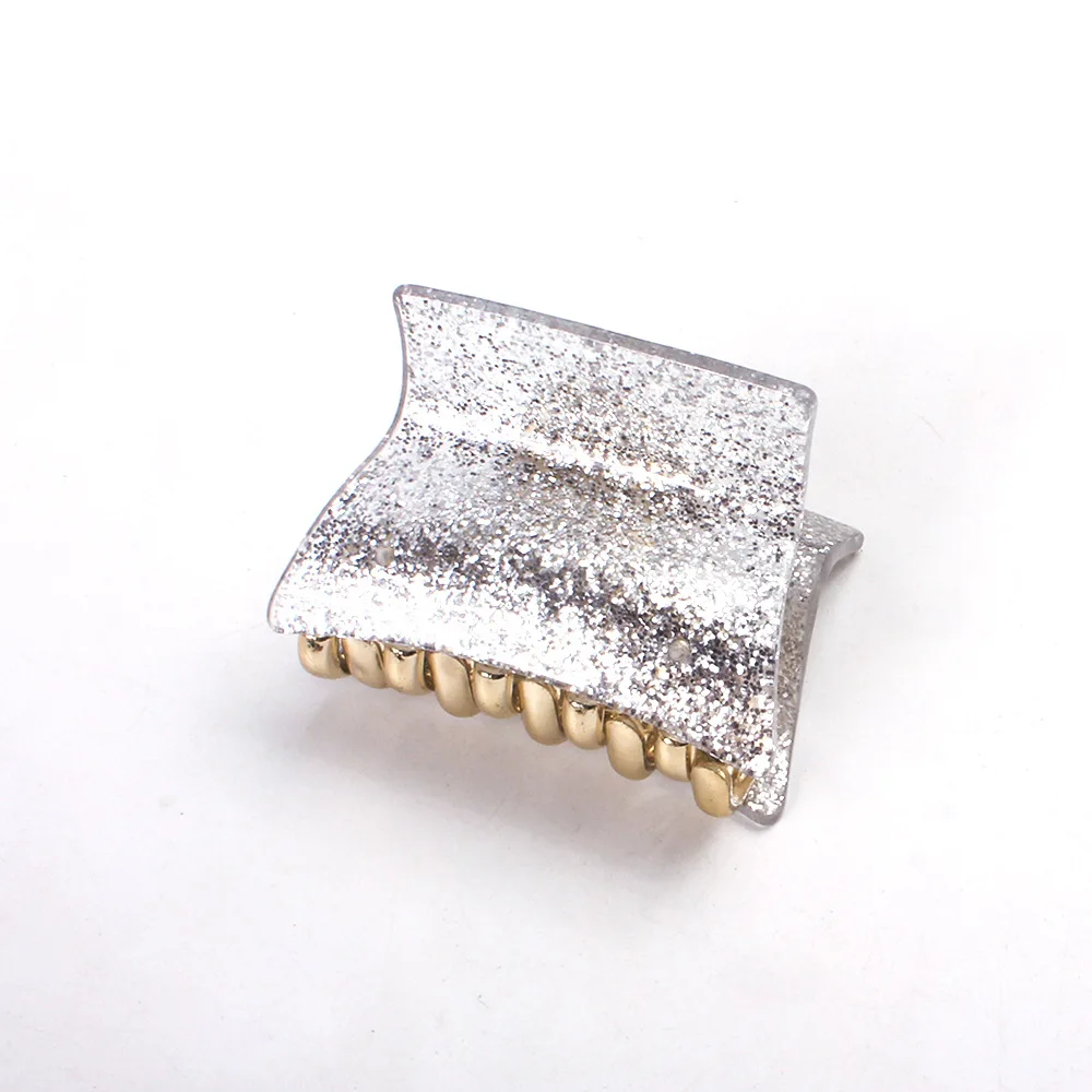 New Small Acrylic Hair Crab Clips Cute Girl Women Shiny Leopard Solid Hairpins Hair Clamp Claws Hair Accessories