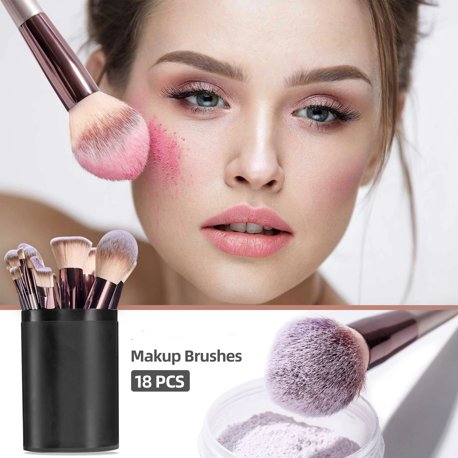 Free samples Makeup Brush Set 18 Pcs Premium Synthetic Foundation Powder Eye shadows Blush Makeup Brushes with black case