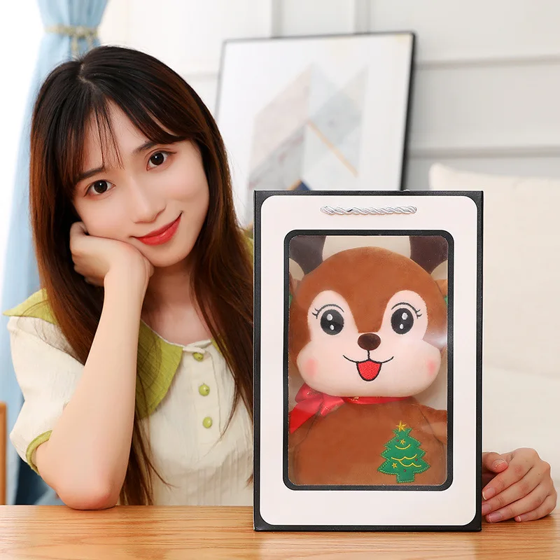 Merry Christmas Decoration Animated Musical Santa Claus Elk Stuffed Animals Plushie Decor Christmas Birthday Gifts for Kids Girl