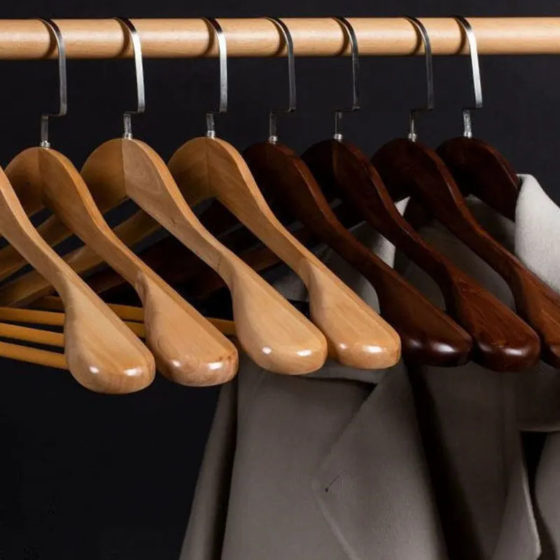 Custom Antique Closet Wooden Clothes Luxury Coat Suit Hanger With Wide Shoulder