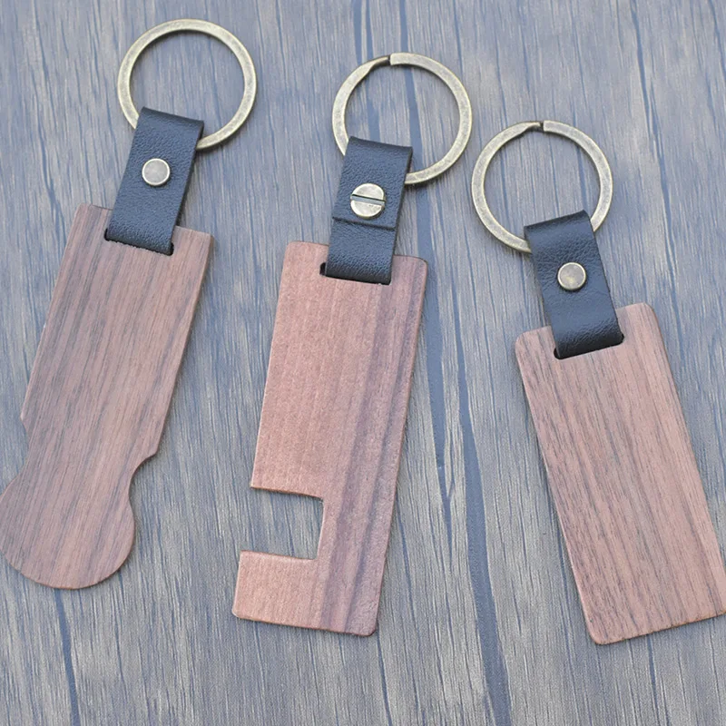 Factory Direct Sales Popular Wooden Key Chain Natural Wood Keychain Creative Walnut Woody Ring for Best Gift