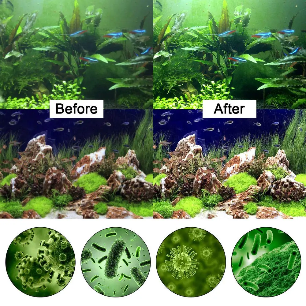 Raybow Submersible UV Light Underwater UV Lamp Waterproof Ultraviolet Light Lamp for Aquarium Fish Tank Pond Water Clean