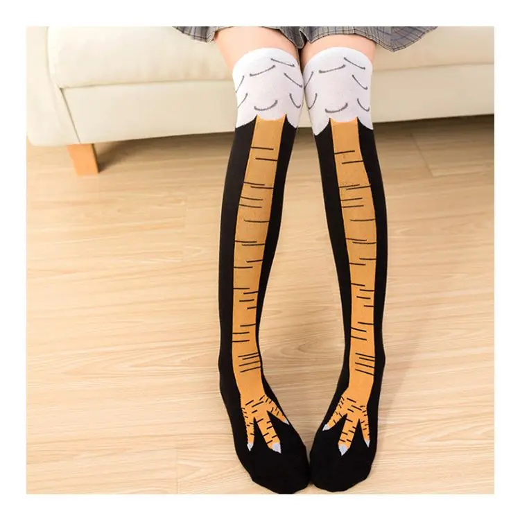 Crazy Novelty Over The Knee High Socks Knitted Cosplay Thigh High Funny Socks Stockings Chicken Animal Feet Socks Women