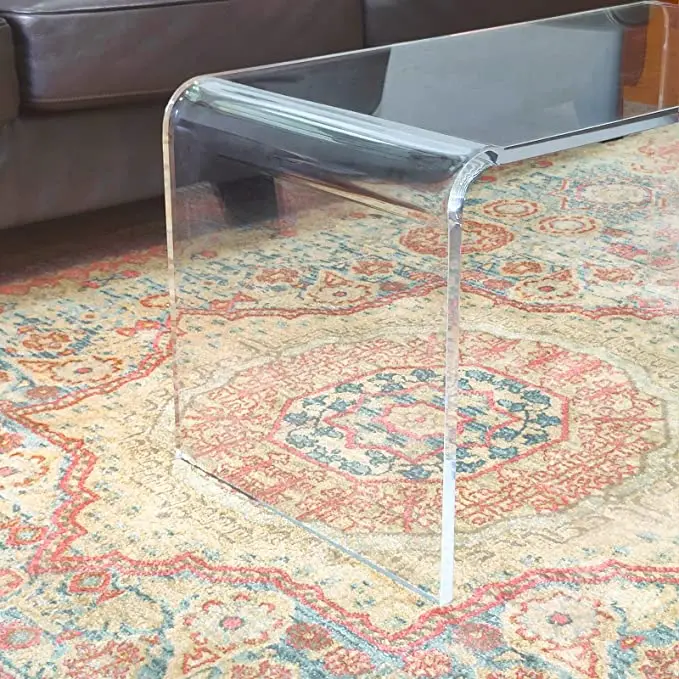 Clear Side Table & Small Coffee Table,  Acrylic Waterfall Living Room Tables, Modern Side Tables Bedroom