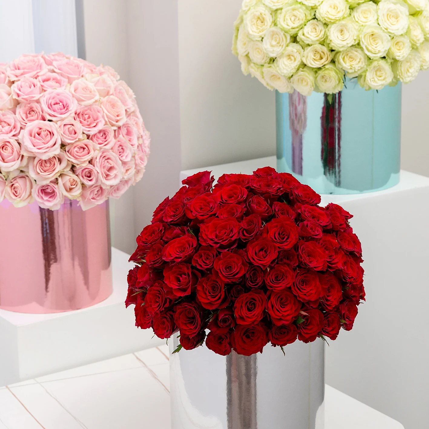Fall In Color Golden Mirror Round Paper Box For Flowers