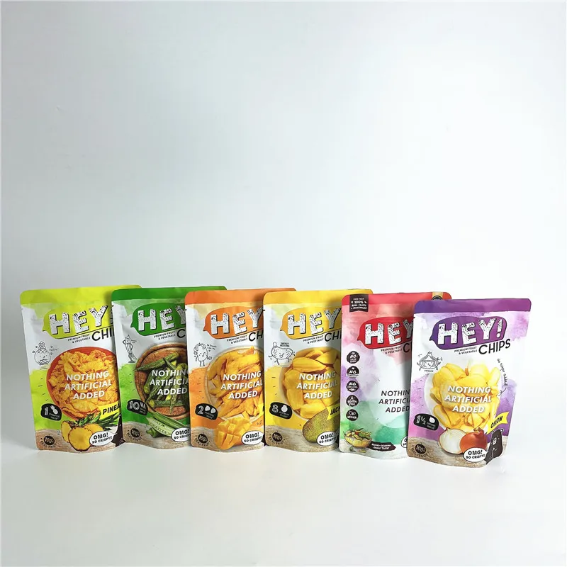 2022 hot sale food grade dry fruit bags smell proof stand up ziplock pouch for dried banana mango bag