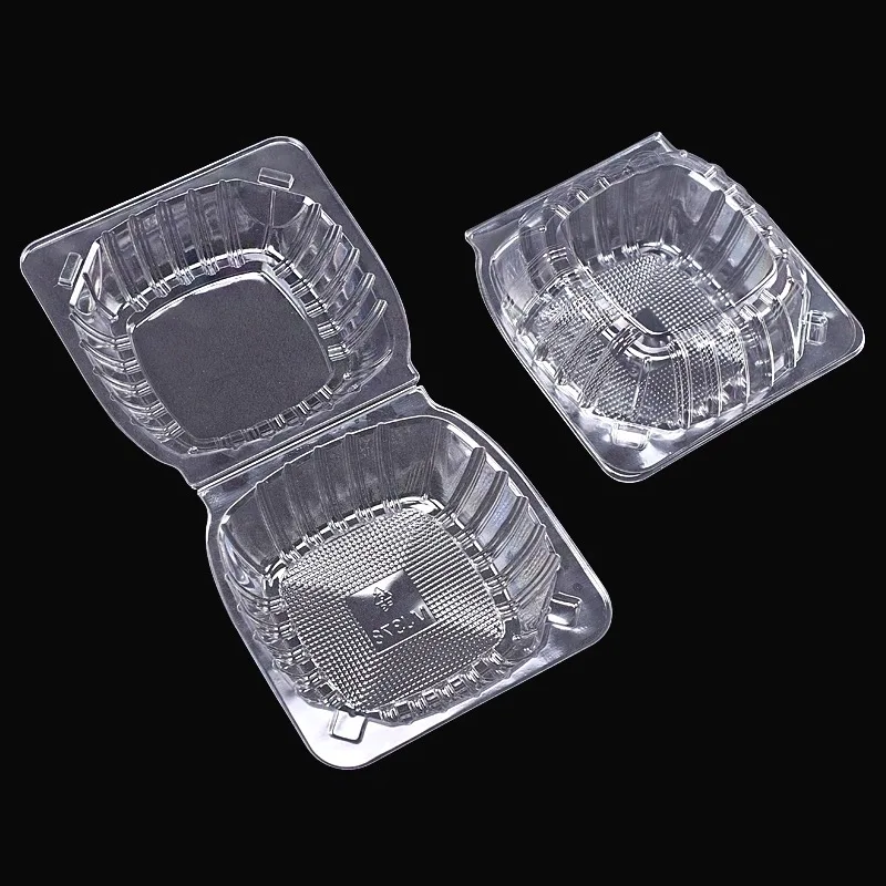 Disposable Plastic Fast Food Hamburger CakeTakeaway Container with Clear Embossed Blister Box Clamshell and Lid for Packaging