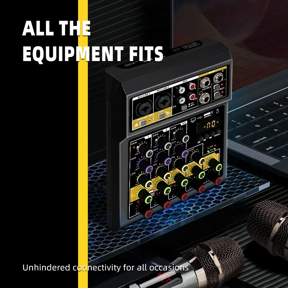 4 Professional Home Studio Recording Equipements Studio Microphone With Mini Audio Mixer