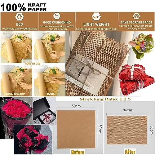 100 Sheets Honeycomb Paper 80g  Black/Brown Kraft  Craft  Wrapper Packaging Honeycomb Paper  50cm*50cm