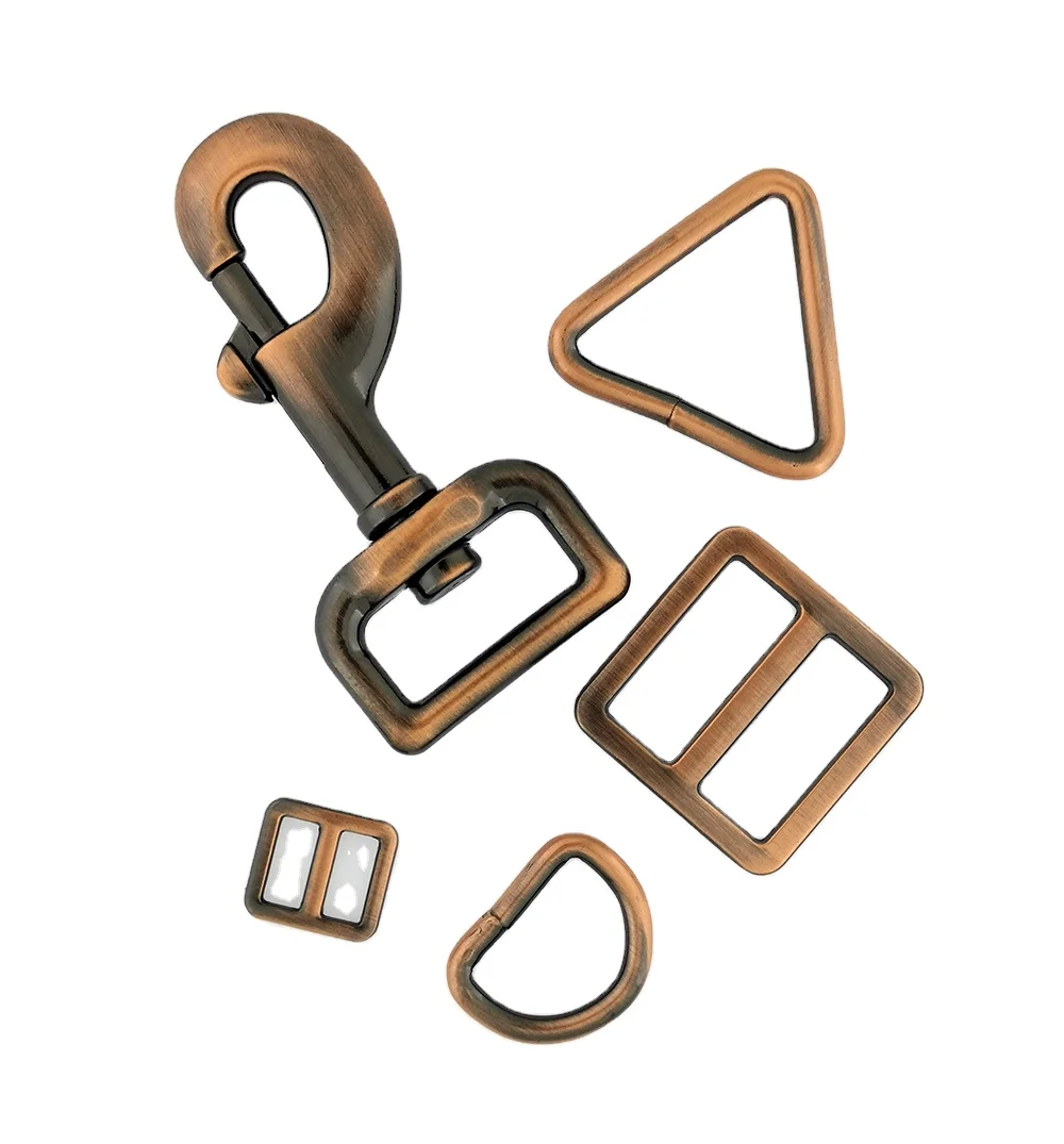 Pet Leash Accessories 32mm metal fixed hook Zinc alloy rotary ring dog buckle brass color dog hook
