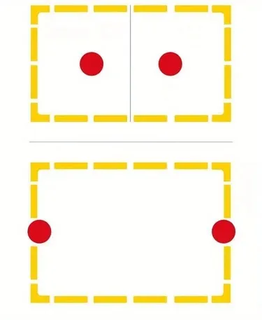 Tennis Court Marking Set (4 Right Angle, 12 Straight Lines, 2 Circular) for Temporary Boundary Line Marking on Standard Court