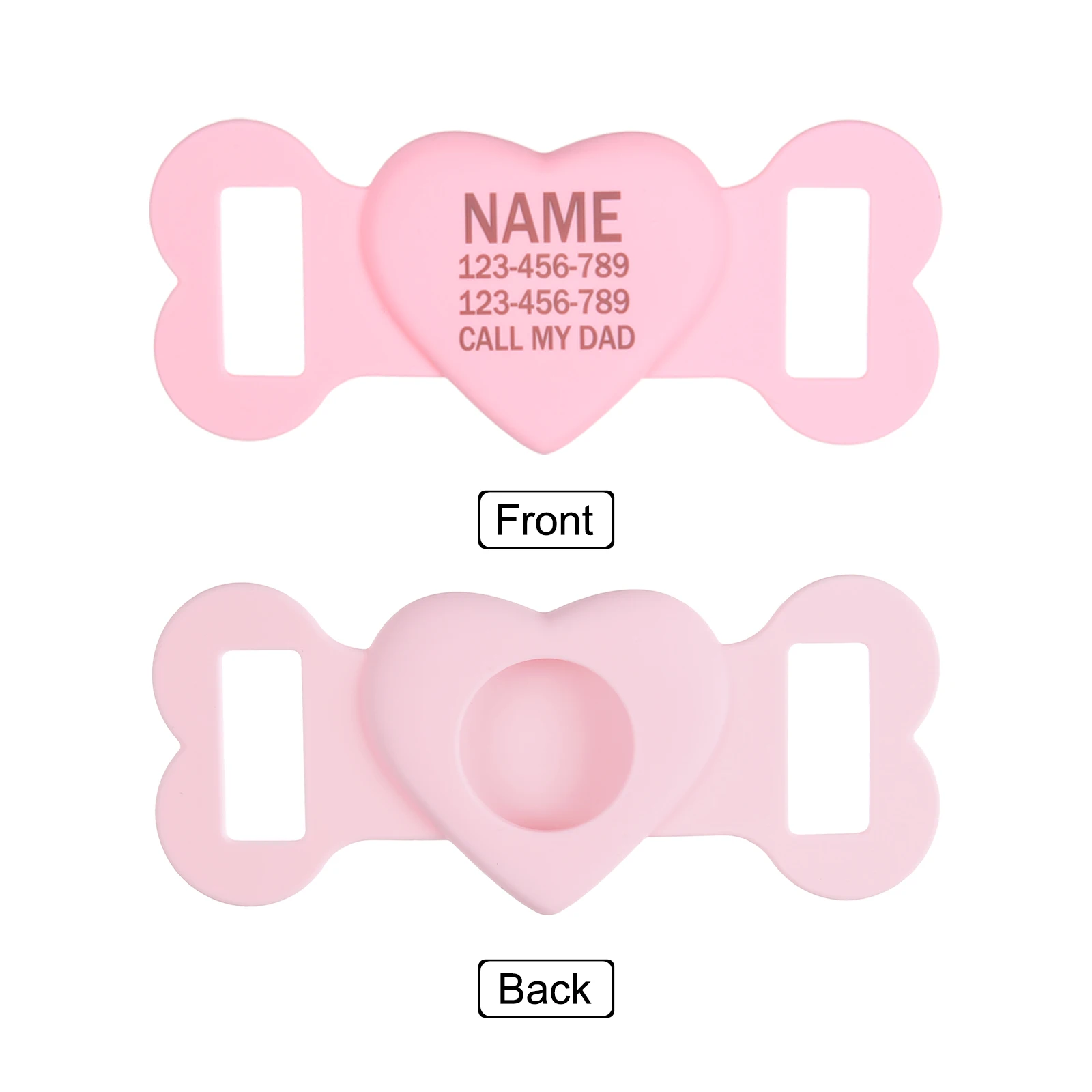 Custom Name Silica Gel Blank Airtag Holder Dog Tag Personalized ID Heart Air Tag Dog Collar