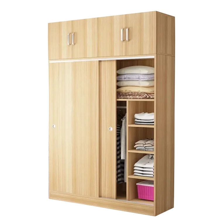 New Design Sliding Door Wooden Modern White Wardrobe Simple Wardrobe Bedroom Furniture