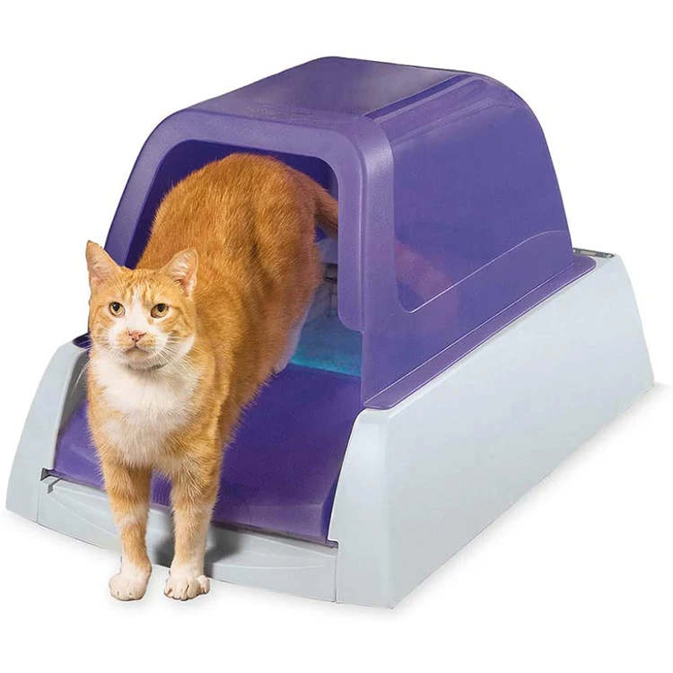 
2020Top-Entry - Purple Or Taupe - Covered 2Nd Generation Self Cleaning Hooded Cat Litter Box 