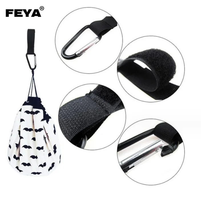 Multipurpose Hooks Metal Self-Adhesive Hook And Loop Cable Tie With Carabiner for Hanging Bags And Key Storage
