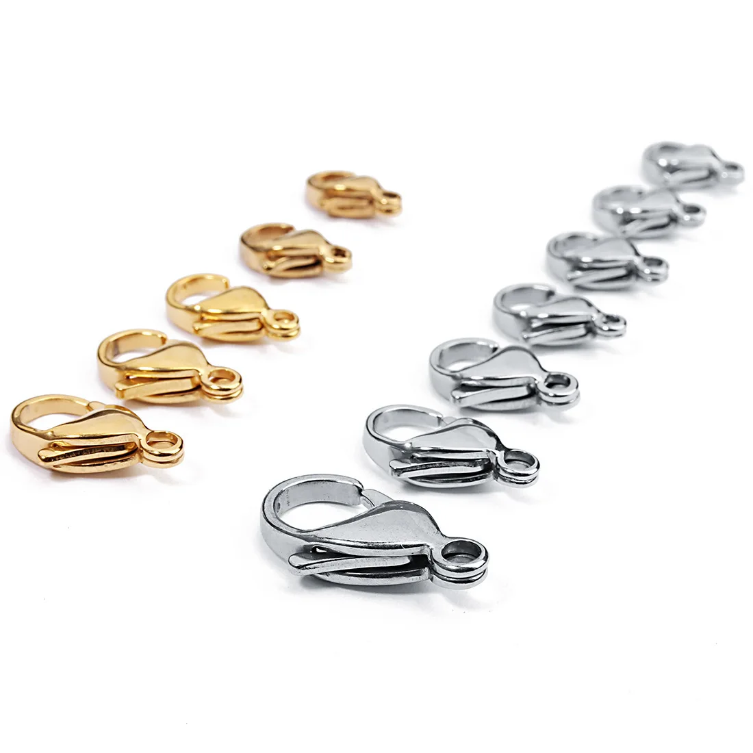 9/10/11/12/13/15mm Stainless Steel Lobster Clasp Hooks End Clasps Connectors for Jewelry Making DIY Necklace&Bracelet Chain