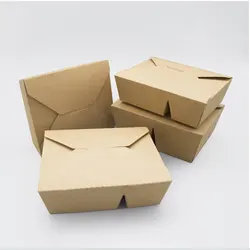 Wholesale Recycled Raw Material Rectangle Salad Fruit Lunch Takeaway Food Packaging Kraft Paper Box