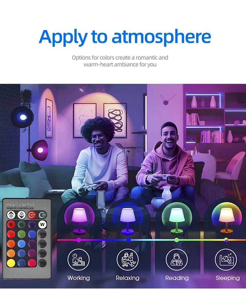 Hot Selling Dimming Multi-Color Smart LED RGB Bulb Remote Control Lighting RGB Lamp