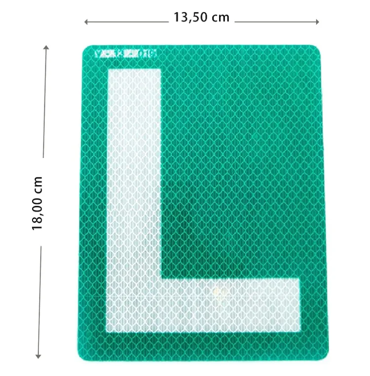 Reflective Spain Approved Model V13 Mandatory Sign Green L Shape Reflective Plate Adhesive Decal Sticker For New Driver