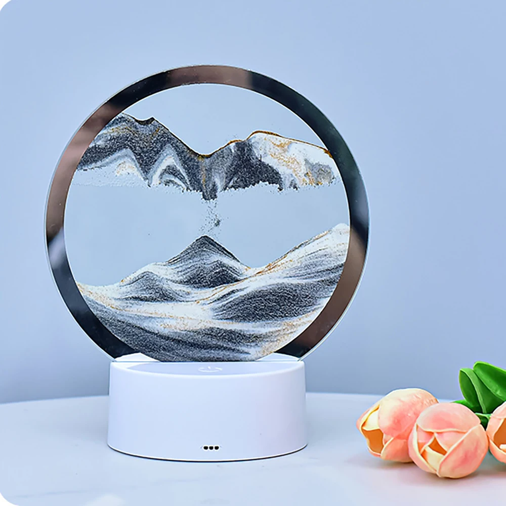 3D светящиеся настольные светодиодные песочные часы живопись динамические настольная лампа RGB декоративная Ночная
