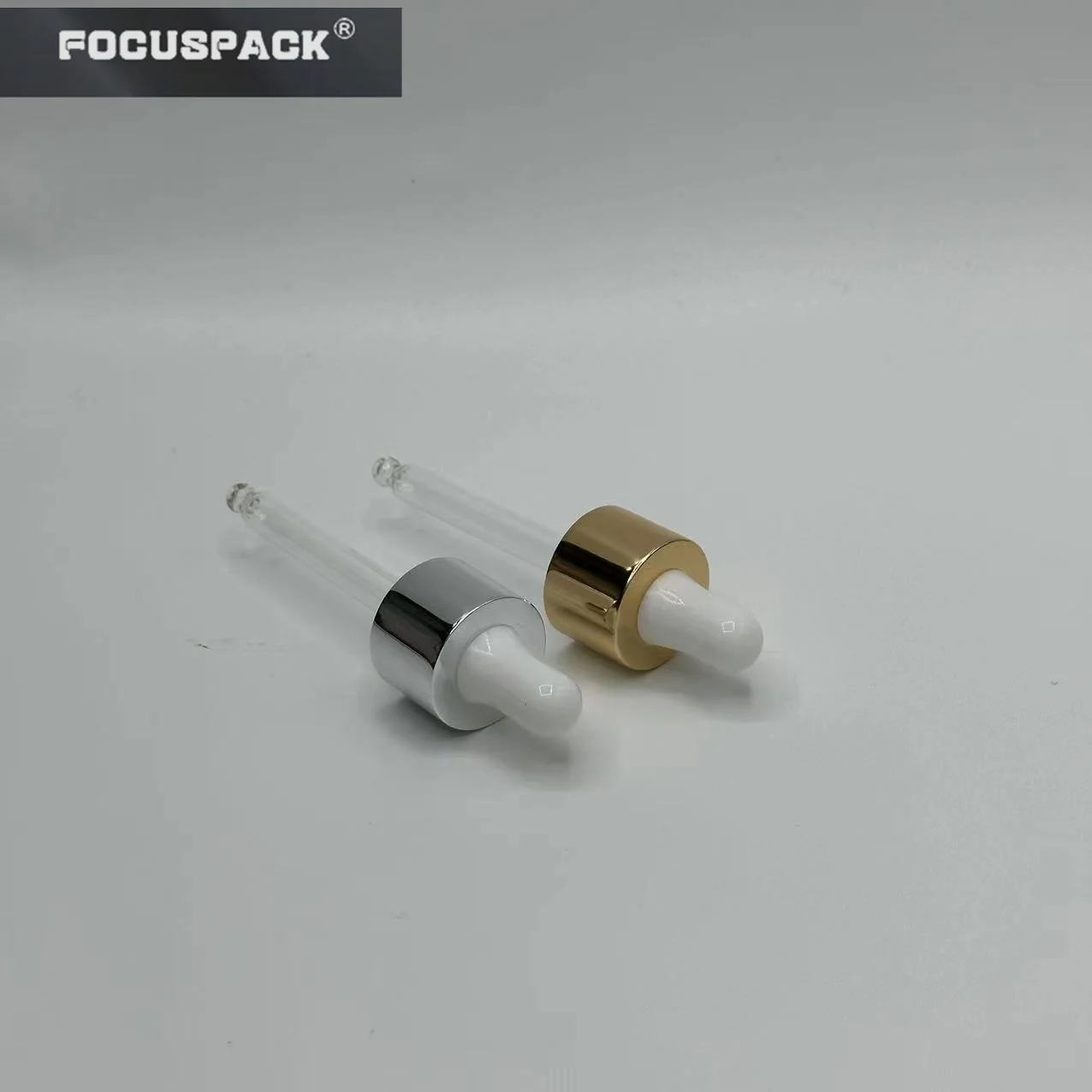 Classical din 13/415 din 18/410 din 18 / 415 glass dropper with pipette smooth aluminium collar