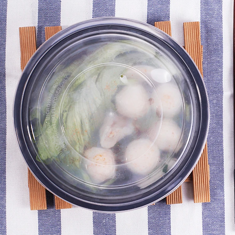 Large Capacity Disposable Food Container 1500ml 1000ml Microvavable Plastic Salad Bowl Black Dome Lid Lunch Box Wholesale Option