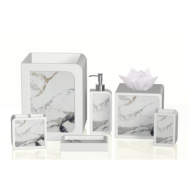 Custom OEM/ODM Poly resin bathroom Accessories Set bathroom sets accessory designers bathroom set