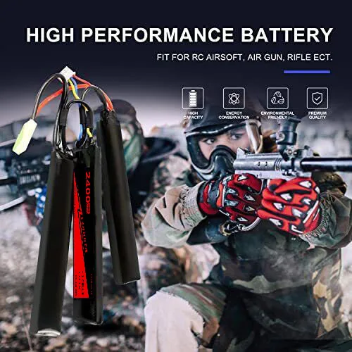 11.1V 3s  Airsoft Battery 2400mAh Rechargeable RC Hobby LiPo Battery Mini Tamiya Plug