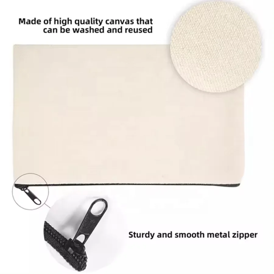 mini women sublimation logo makeup toiletry canvas cosmetic wash bag zipper custom travel pouch