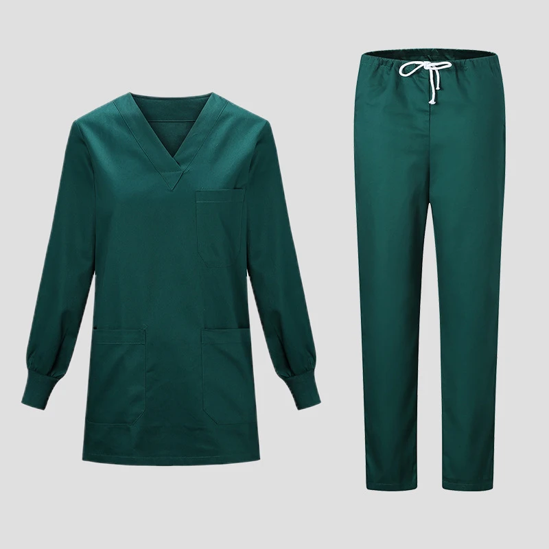 Wholesale Soft Cotton V Neck Split Suit Unisex Medical Uniforme Scrubs Sets Anti Wrinkle Women Hospital Uniforms
