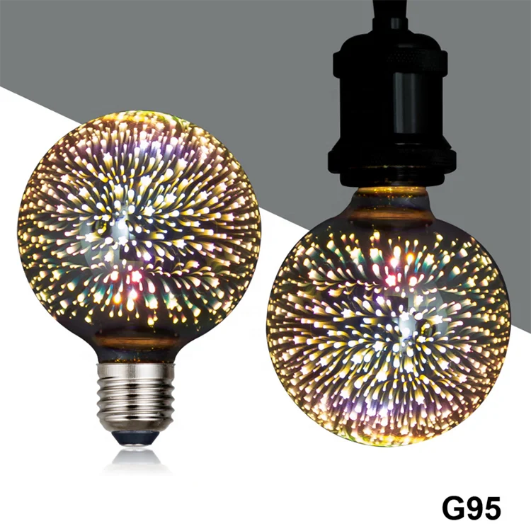 3D Fireworks-effect Glass G95 LED Light Bulb Holiday decorations and Christmas holiday lights KH-3D-G95