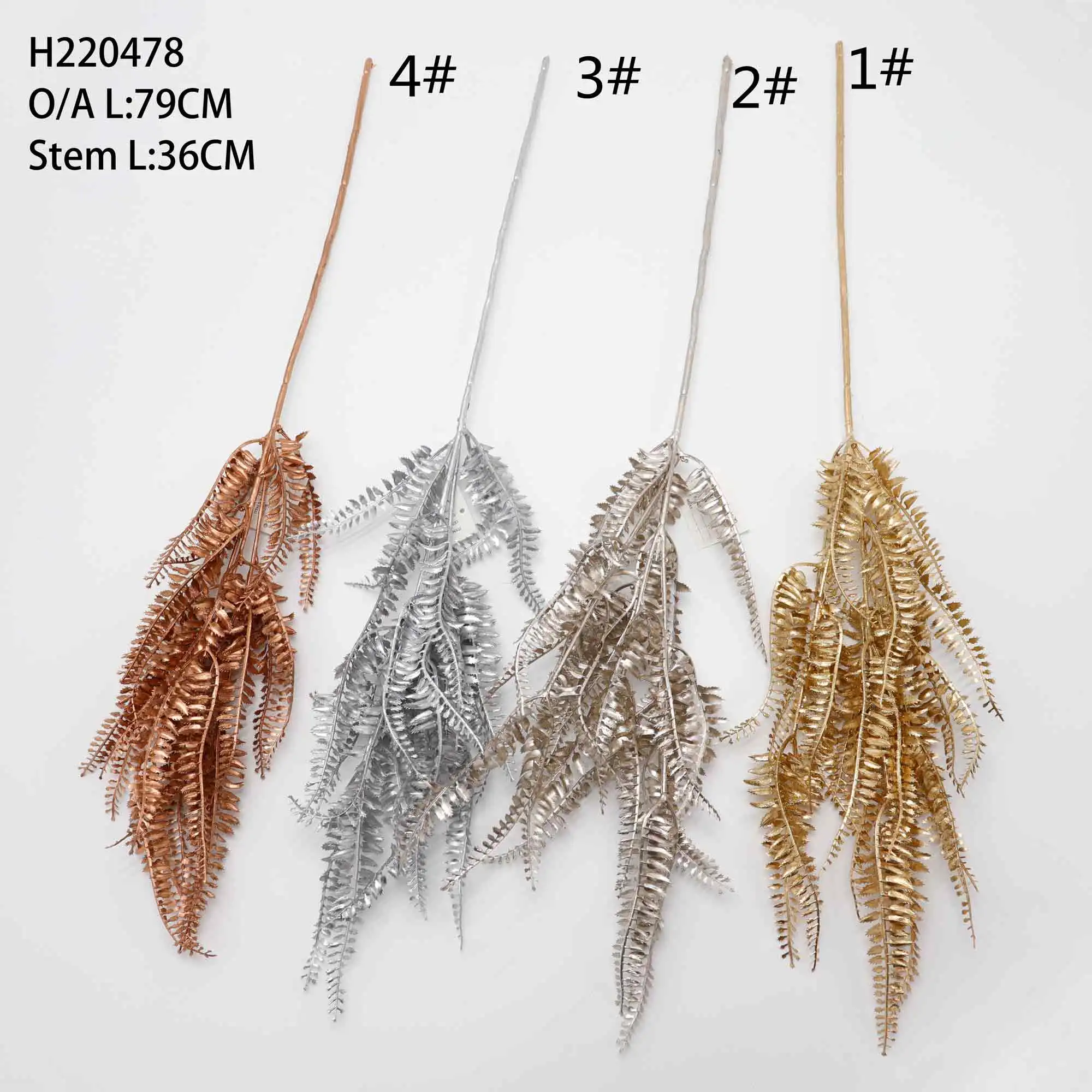 Wholesale wedding home decor plastic golden palm orchid eucalyptus hanging golden flowers plant leaves artificial gold leaf