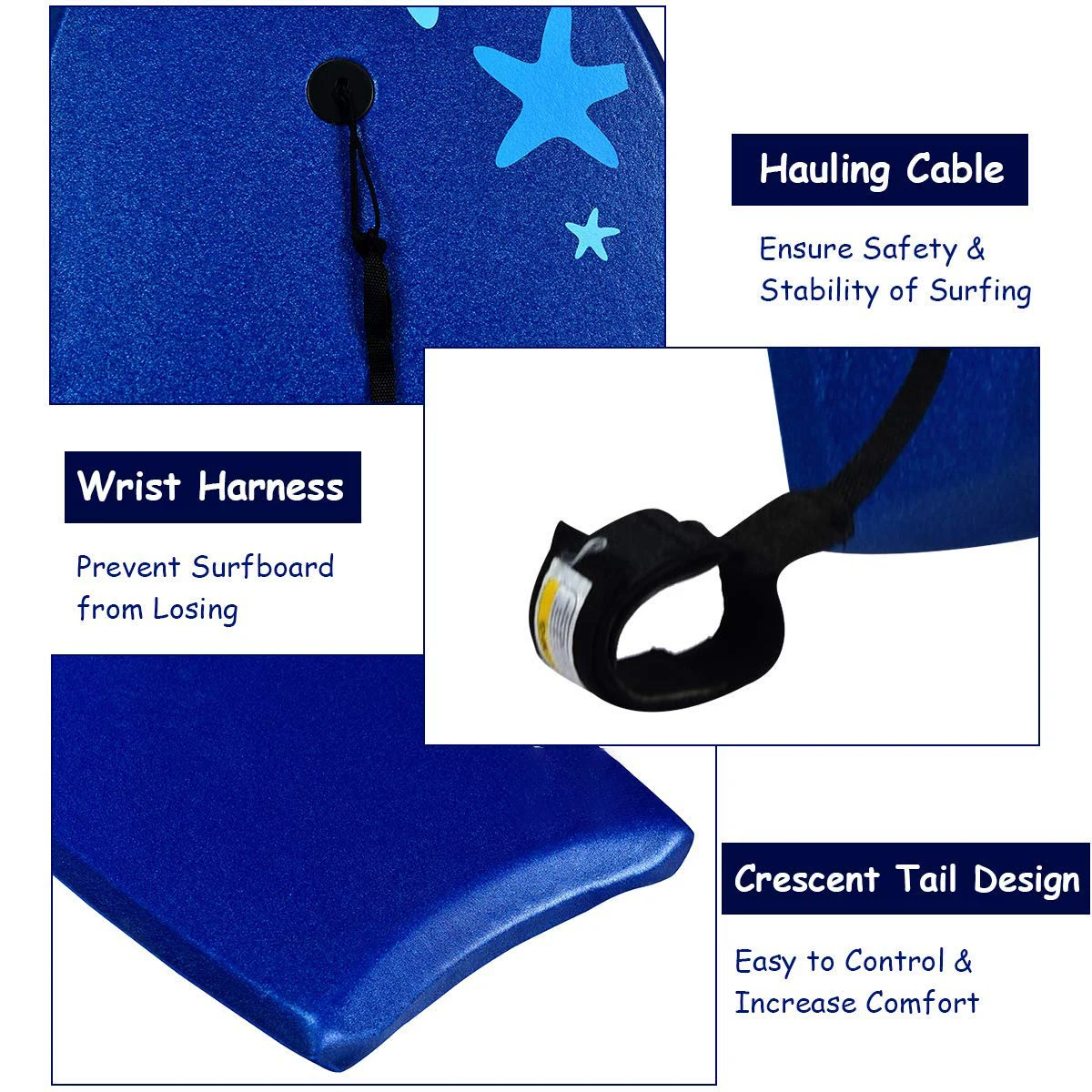 HIFUN Lightweight Body Board with EPS Core XPE Deck HDPE Slick Bottom Bodyboard for Kids Adults Surfing