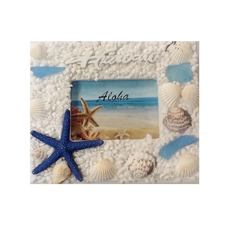 Home decoration sea vacation photo frame ocean with sea shells covered frames picture