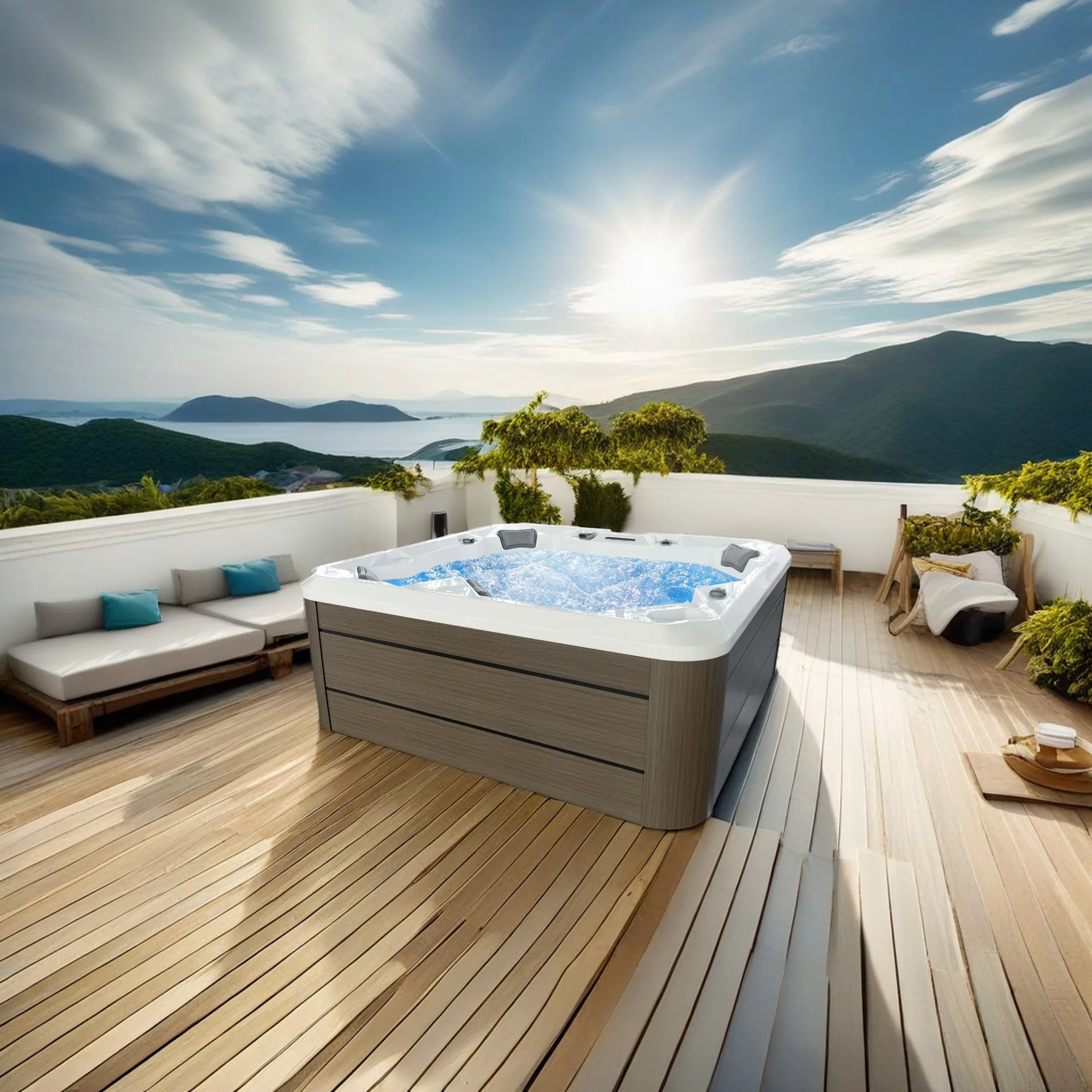 Hydrorelax Family Luxury tubs LED 5 Person spa Bathtub Garden Massage Outdoor hot tub spa tubs With Filter