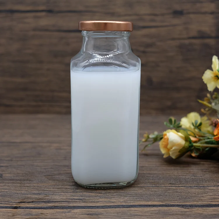 Stylish 250ml 350ml Clear French Square Glass Bottle with Airtight Metal Caps & Durable Construction for Versatile Applications