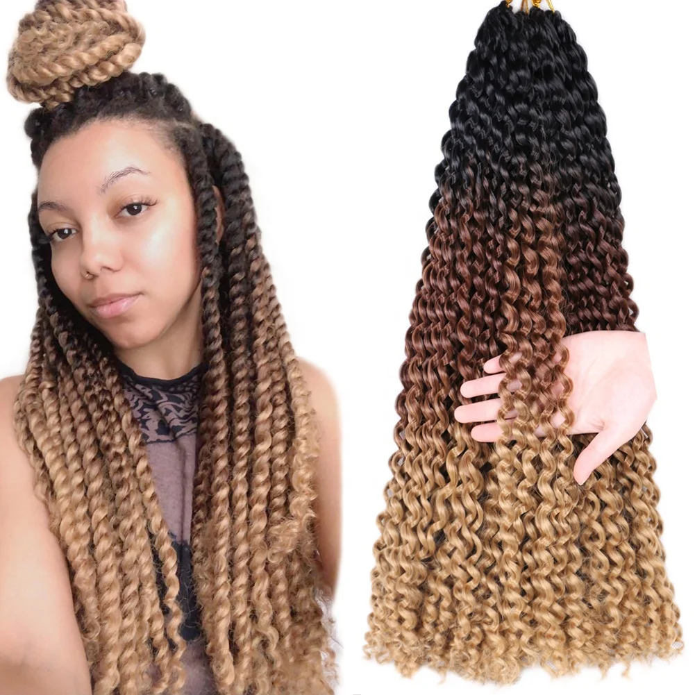 
 Синтетические плетеные волосы, водные волнистые вязальные косички, оптовая продажа, 18 дюймов, вязаные волосы, Страстные твист  