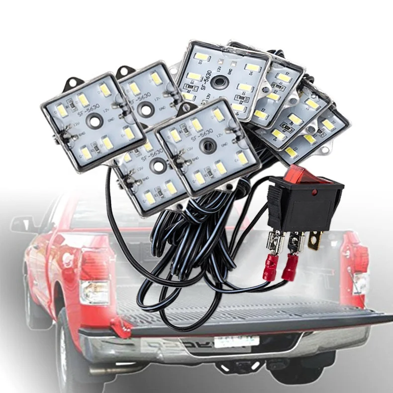 
8Pcs Pick up LED Lights Truck Bed Lighting Kit with 48 SMD LEDs Pods Waterproof for RV Boat Cargo Pickup led truck light kits 