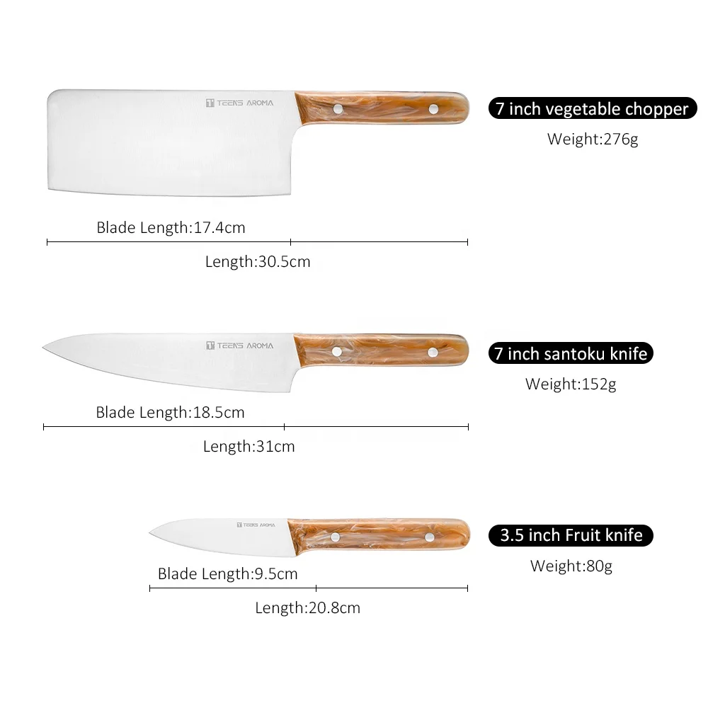 New Design Chinese Vegetable Cleaver Knives Acrylic Handle Kitchen Chopping Knife Set