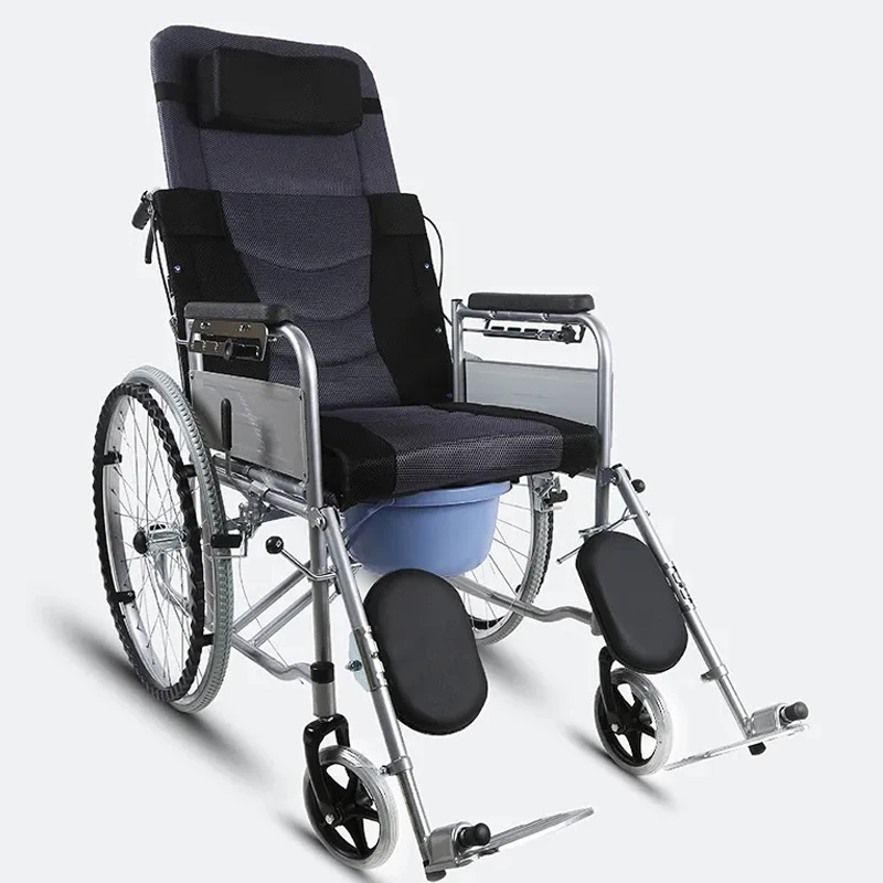 Commode wheelchair foldable manual aluminum hand push wheel chair wheelchairs with toilet seat for the disabled