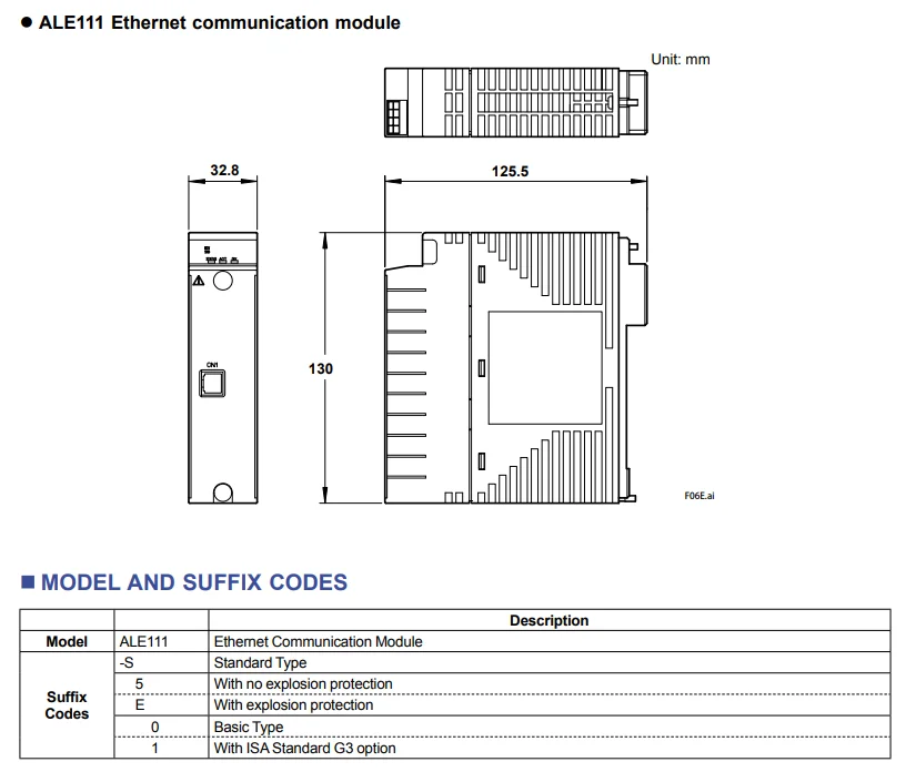 Yokogawa ALE111-S50 Ethernet Communication Module with no explosion protection