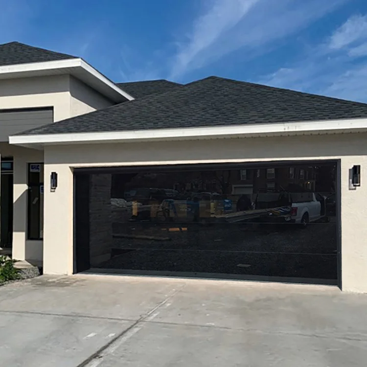 In 2023 new materials and new types of aluminum alloy frameless mirror tempered glass electric garage doors will be supplied