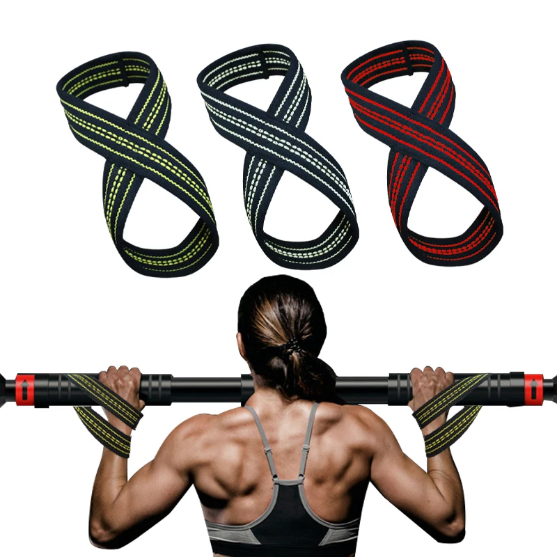 Wholesale Custom Logo Gym Training Weightlifting Wrist Straps Figure 8 Heavy Duty Weight Lifting Straps