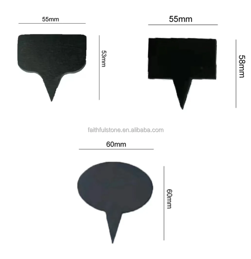 wholesale set 6pcs natural black slate cheese markers tags labels with writing chalk for party dinner wedding