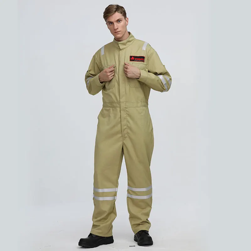 Eco-Friendly Reflective FR Coveralls Anti-Static Fireproof Work Clothing for Mining Breathable Heat Resistant Aramid