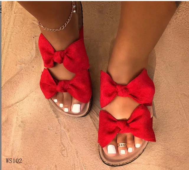 Шлепанцы на плоской подошве с бантом женская обувь женские сандалии