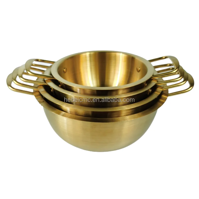 Professional Exporters Golden Stainless Steel Cookware Seafood Noodles Korean Ramen Soup Stock Pot With Lid