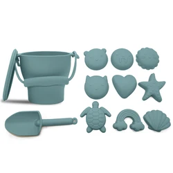 Wholesale Soft Silicone Beach Sand Toys Set for Kids Summer Outdoor Water Silicon Sand Bucket Sea Beach Toy Beige Eco Friendly